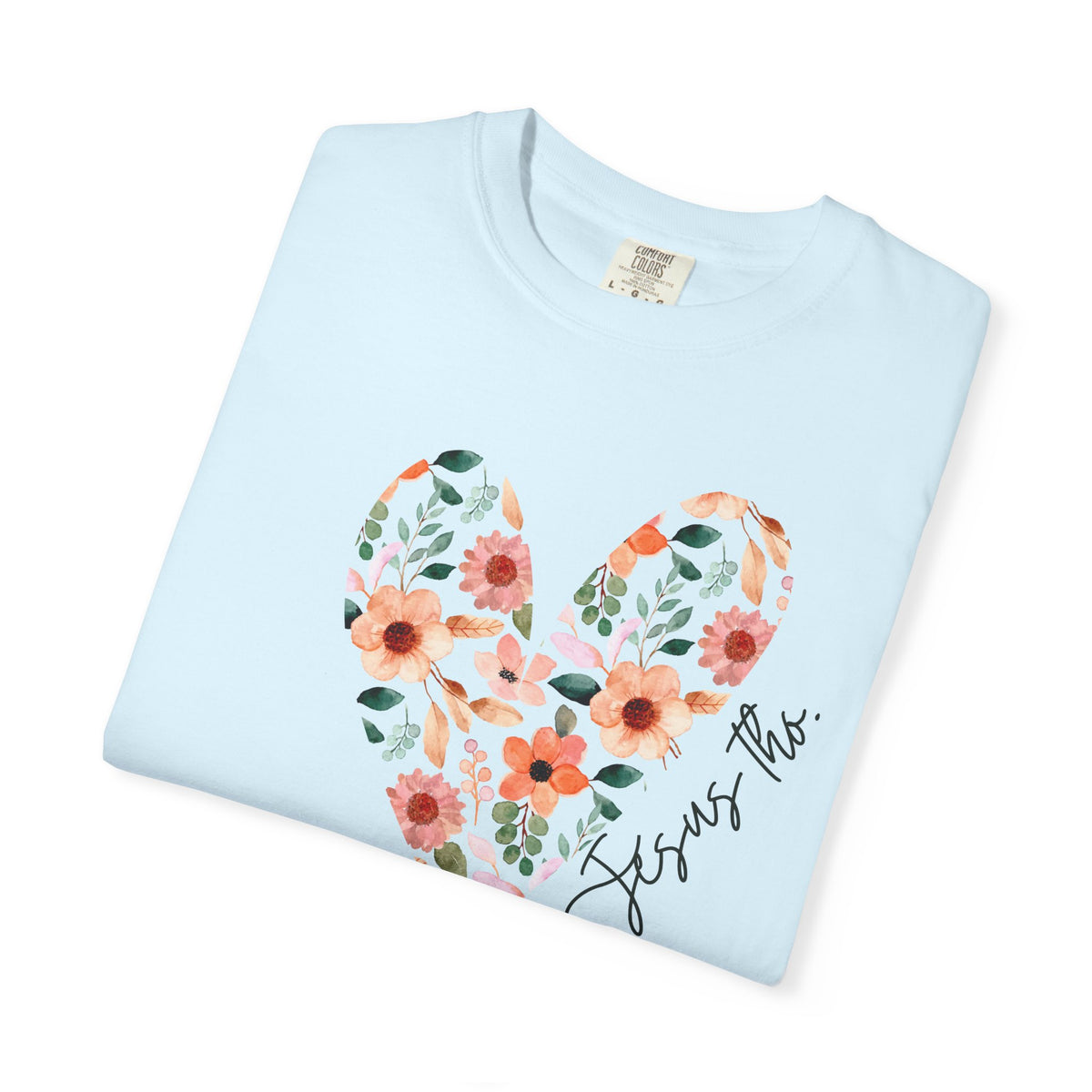 Jesus Floral Heart Tee | Christian Comfort Colors T-Shirt