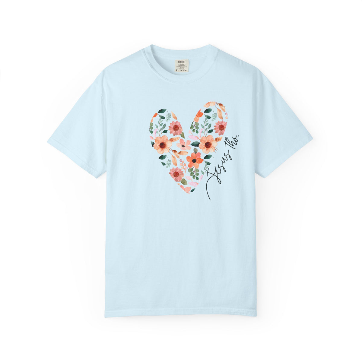 Jesus Floral Heart Tee | Christian Comfort Colors T-Shirt