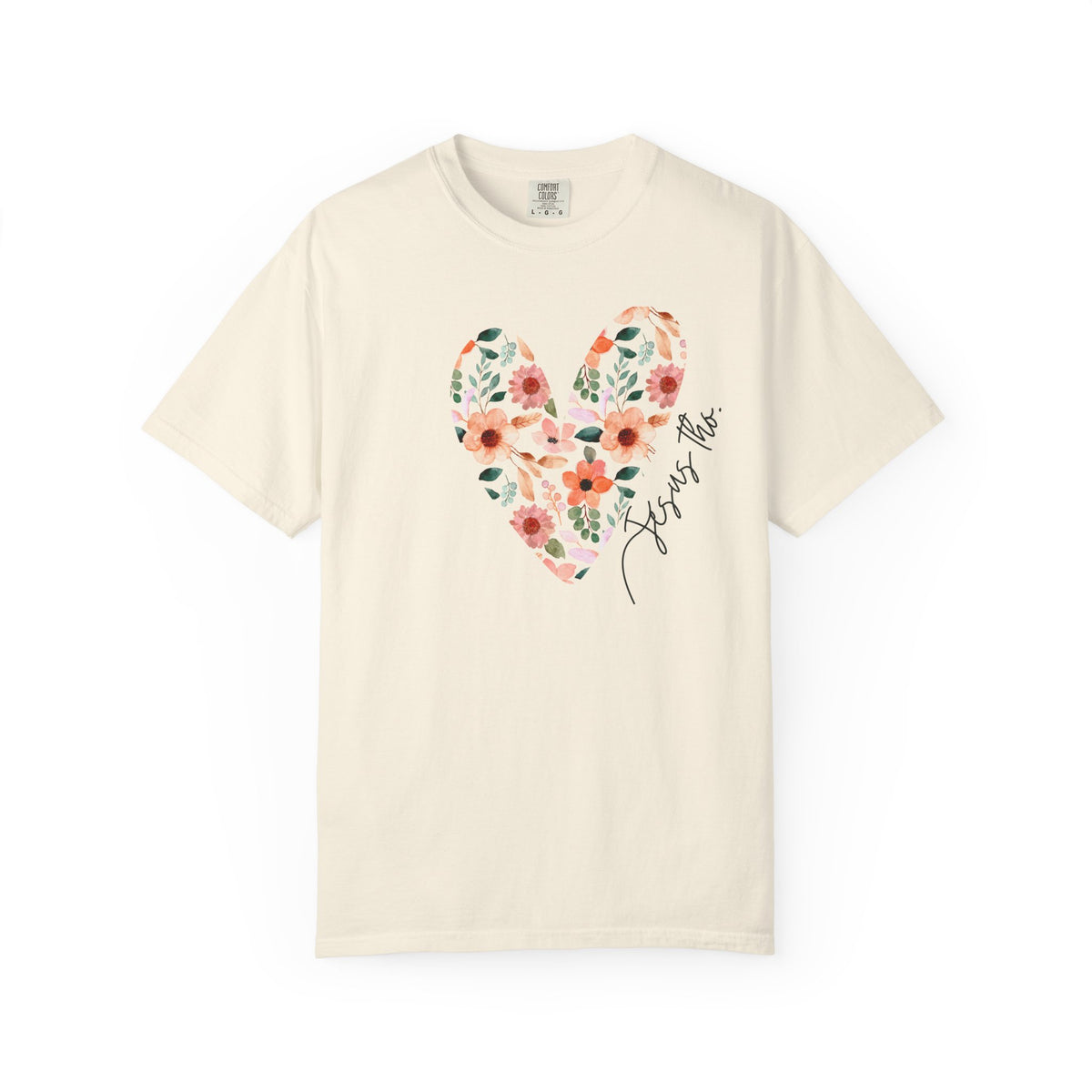 Jesus Floral Heart Tee | Christian Comfort Colors T-Shirt