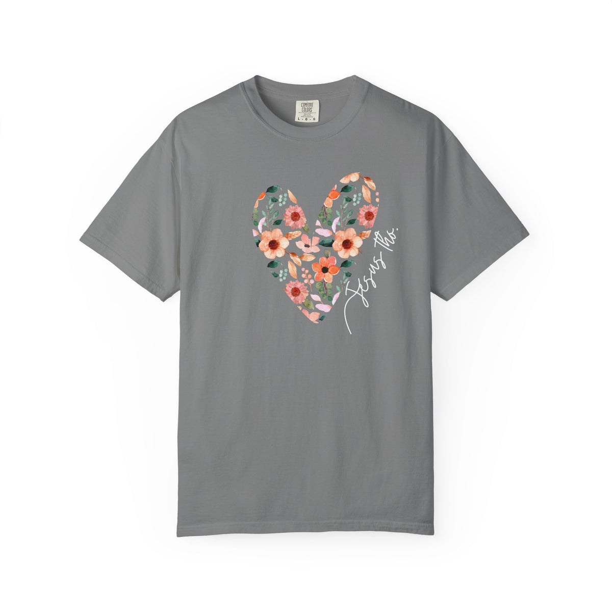 Jesus Floral Heart Tee | Christian Comfort Colors T-Shirt