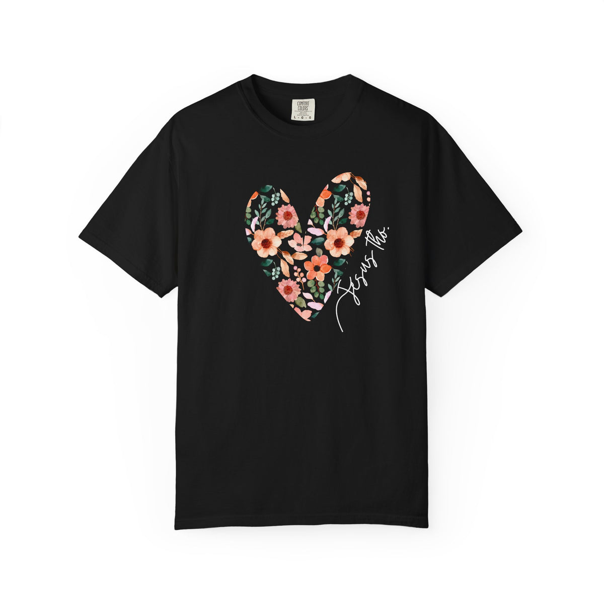 Jesus Floral Heart Tee | Christian Comfort Colors T-Shirt
