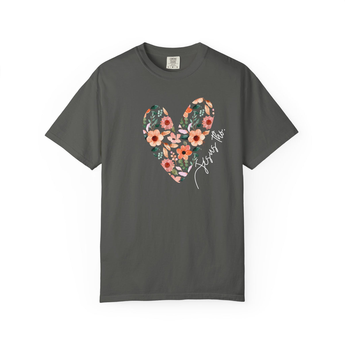 Jesus Floral Heart Tee | Christian Comfort Colors T-Shirt