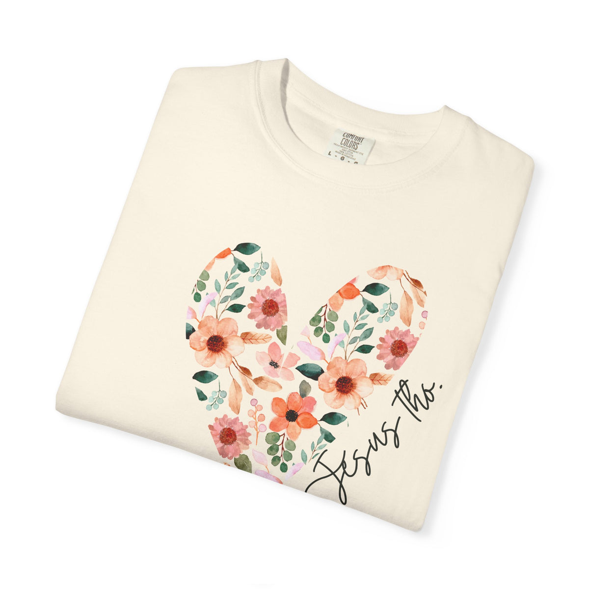 Jesus Floral Heart Tee | Christian Comfort Colors T-Shirt