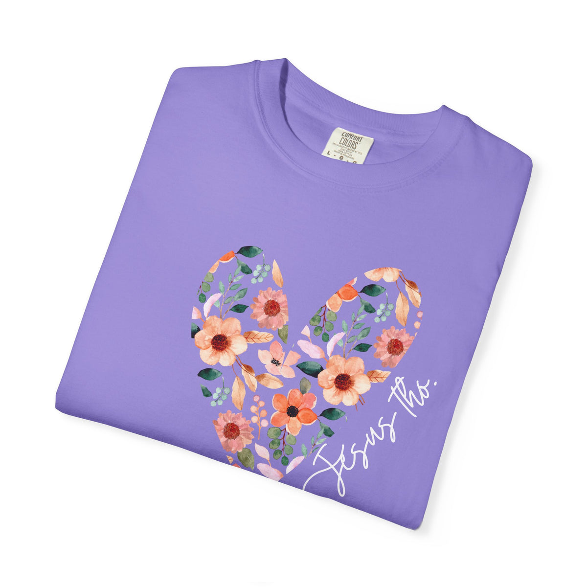 Jesus Floral Heart Tee | Christian Comfort Colors T-Shirt