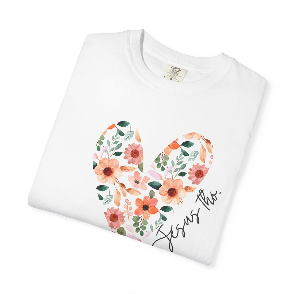 Jesus Floral Heart Tee | Christian Comfort Colors T-Shirt