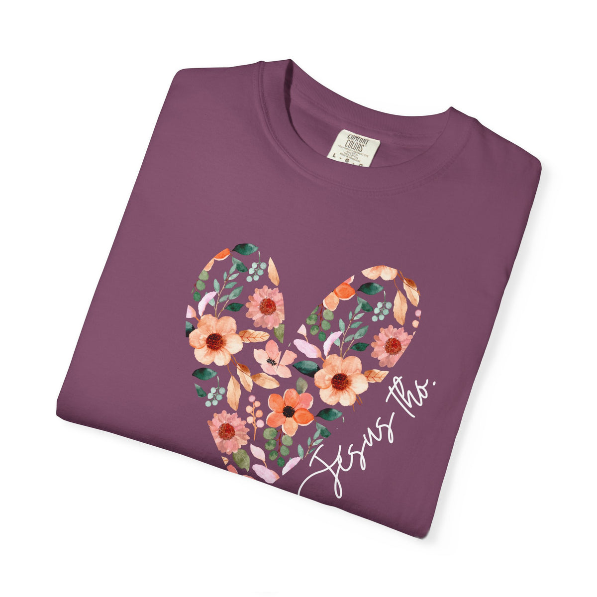 Jesus Floral Heart Tee | Christian Comfort Colors T-Shirt