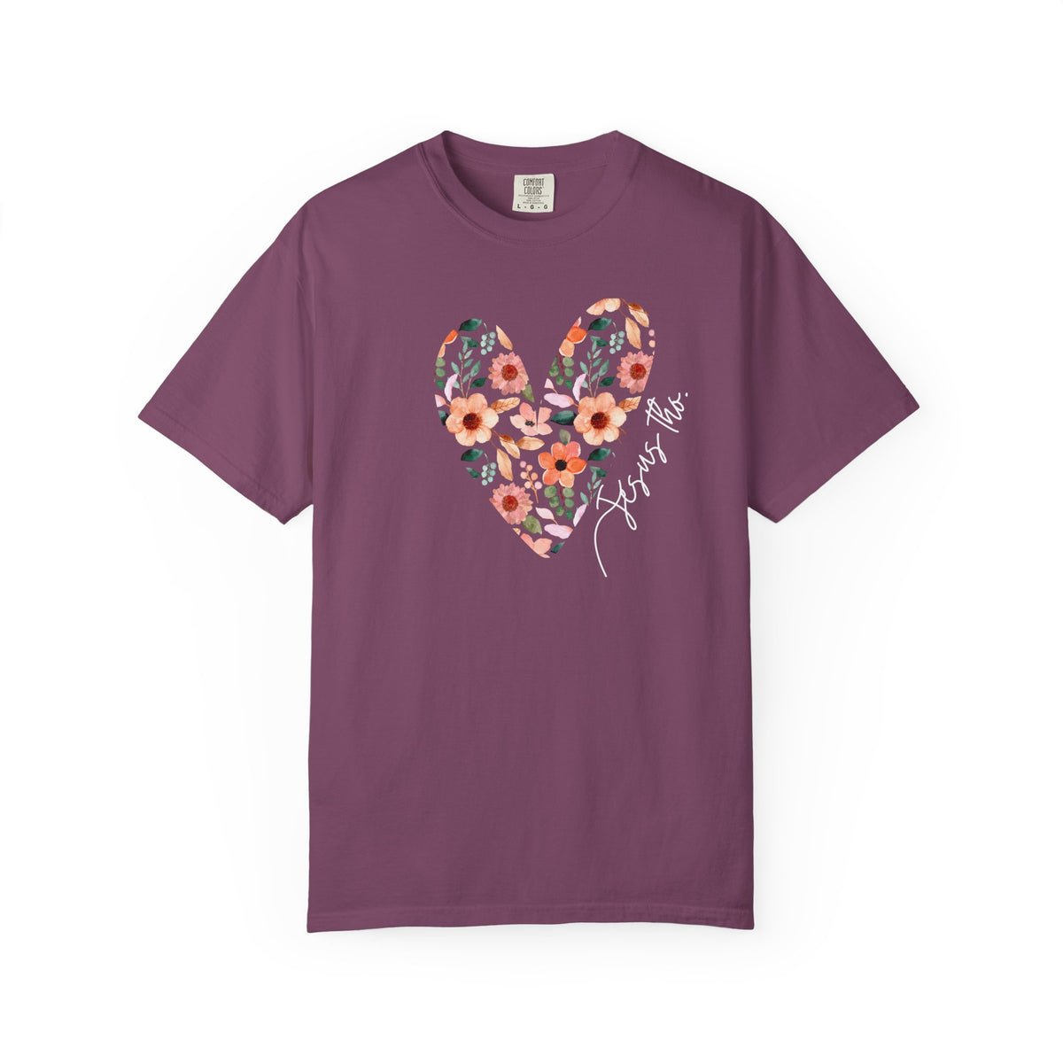 Jesus Floral Heart Tee | Christian Comfort Colors T-Shirt