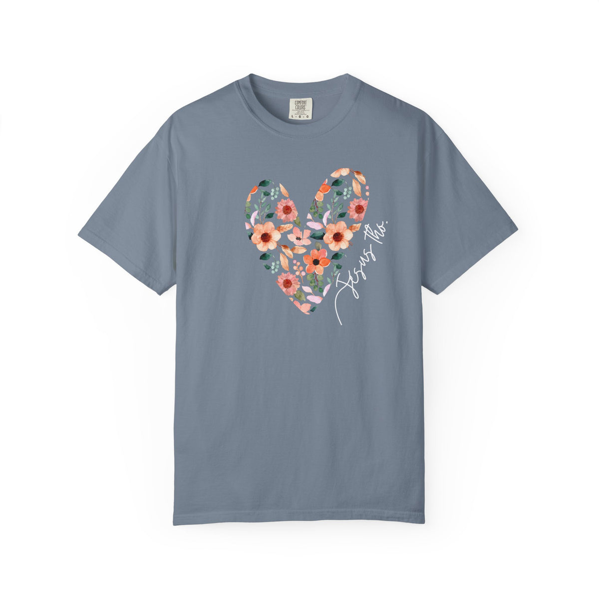 Jesus Floral Heart Tee | Christian Comfort Colors T-Shirt