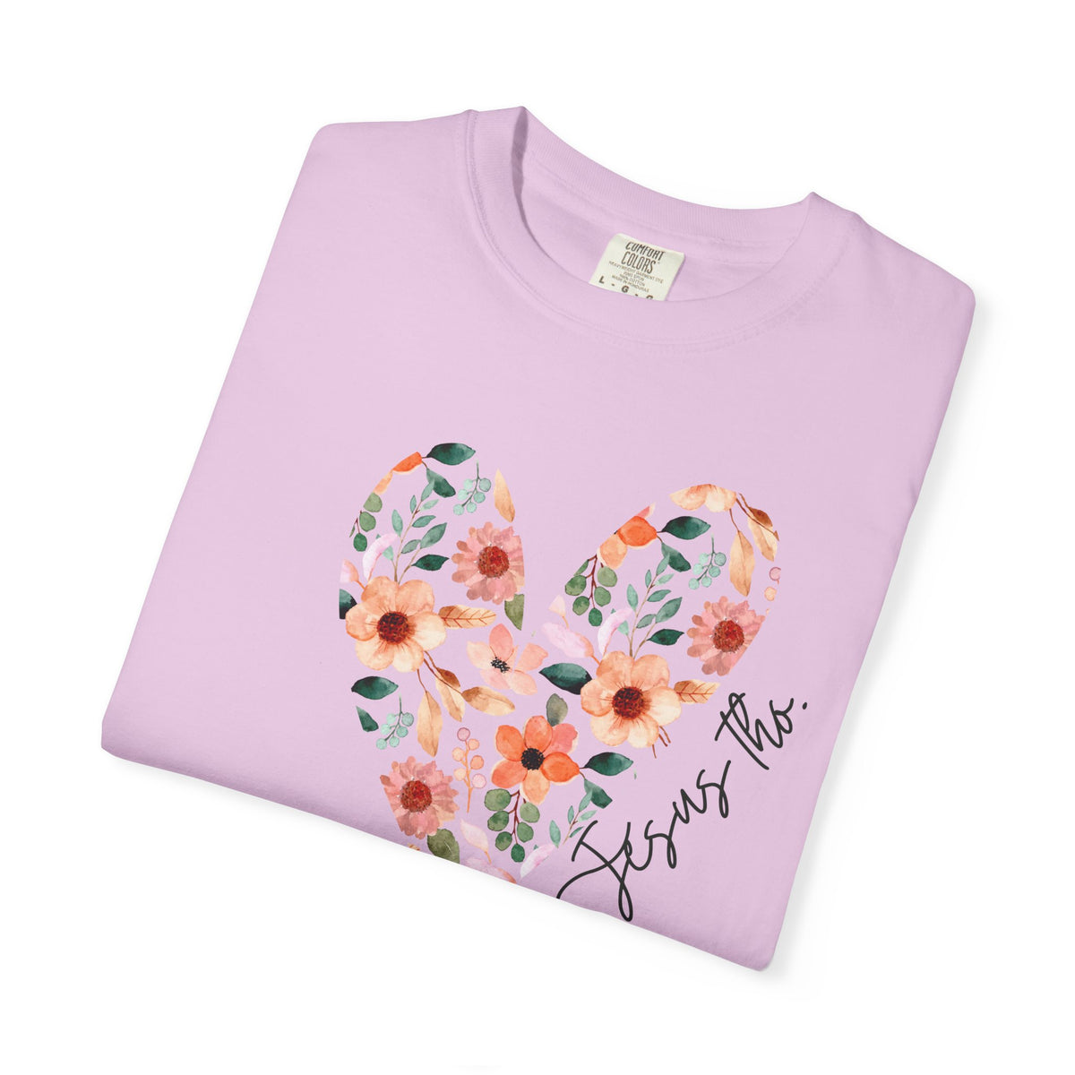 Jesus Floral Heart Tee | Christian Comfort Colors T-Shirt