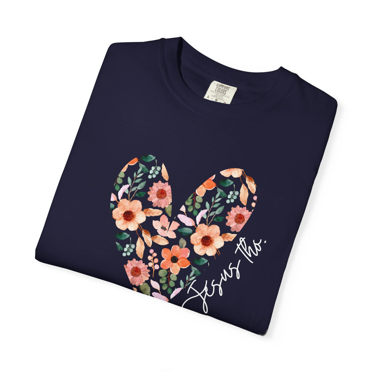 Jesus Floral Heart Tee | Christian Comfort Colors T-Shirt