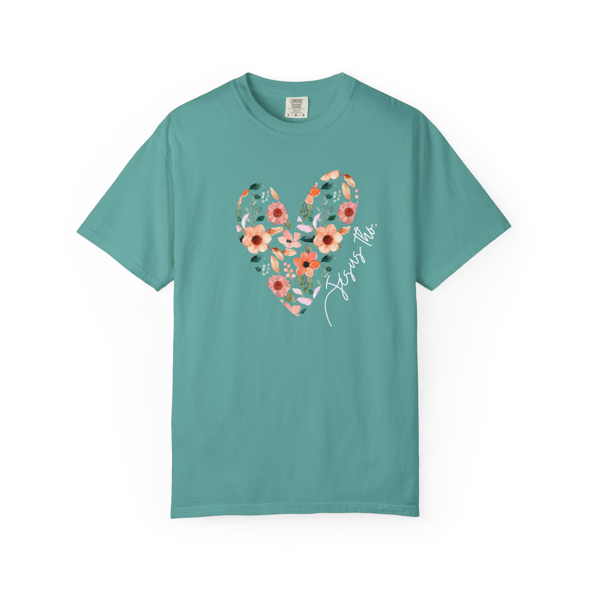 Jesus Floral Heart Tee | Christian Comfort Colors T-Shirt