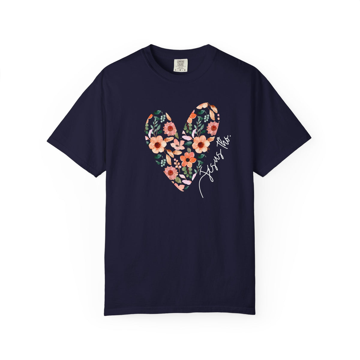 Jesus Floral Heart Tee | Christian Comfort Colors T-Shirt
