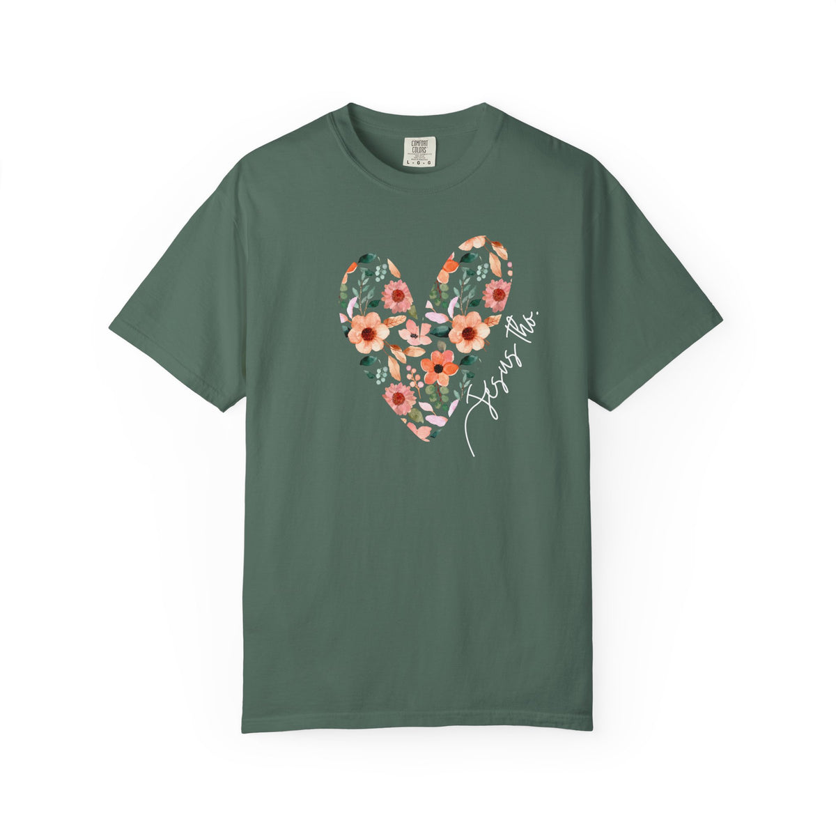 Jesus Floral Heart Tee | Christian Comfort Colors T-Shirt