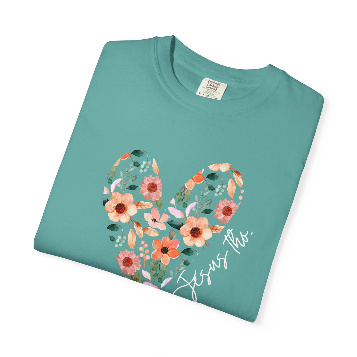 Jesus Floral Heart Tee | Christian Comfort Colors T-Shirt