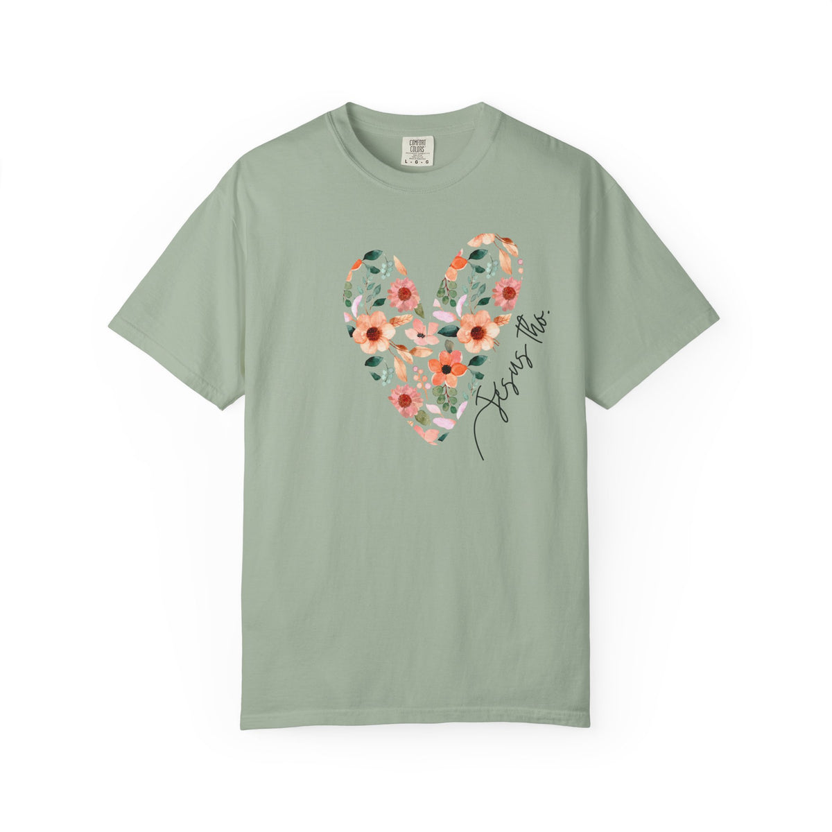 Jesus Floral Heart Tee | Christian Comfort Colors T-Shirt