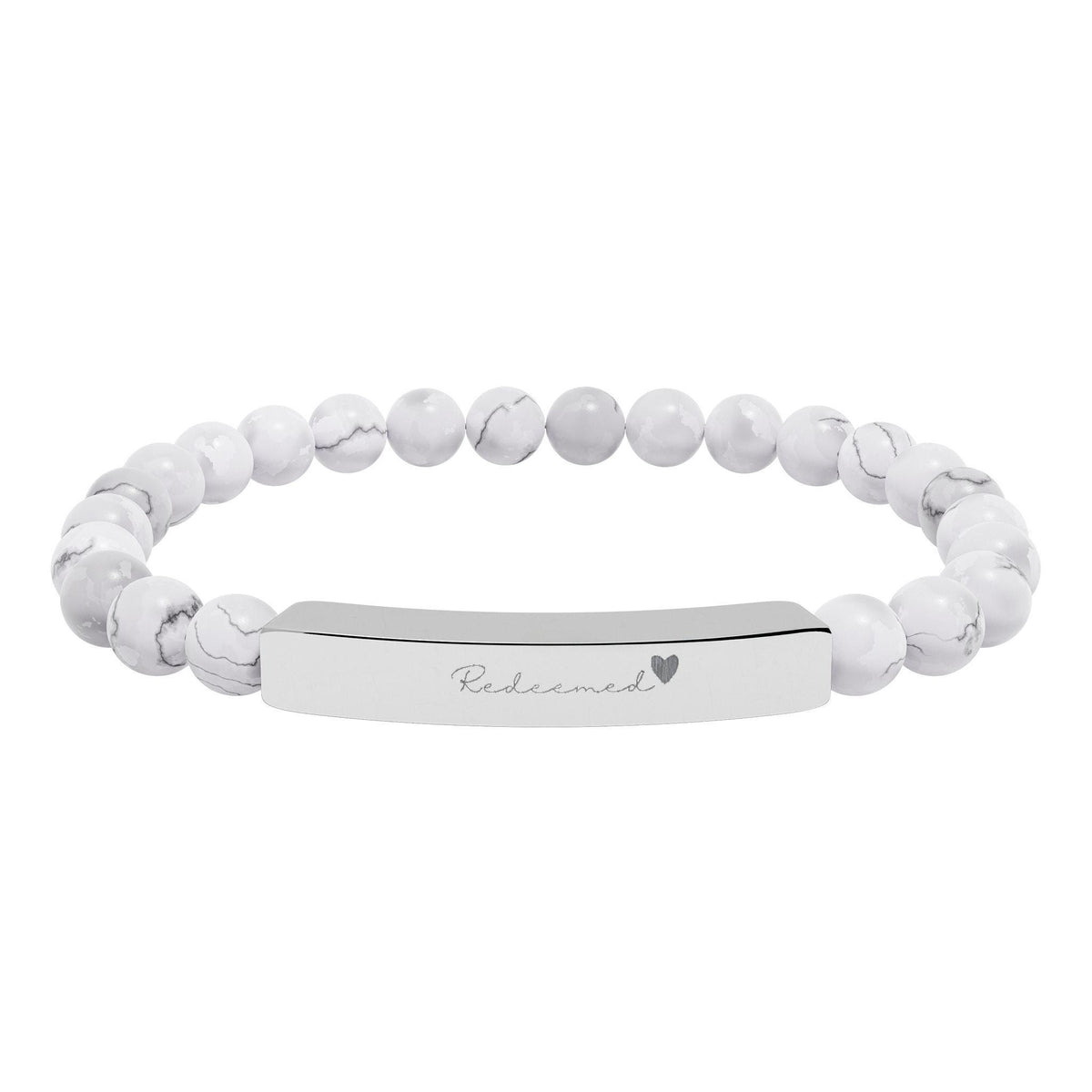 Christian Bracelet for Women | Redeemed Natural Stone Bar Bracelet | Faith Jewelry Gift