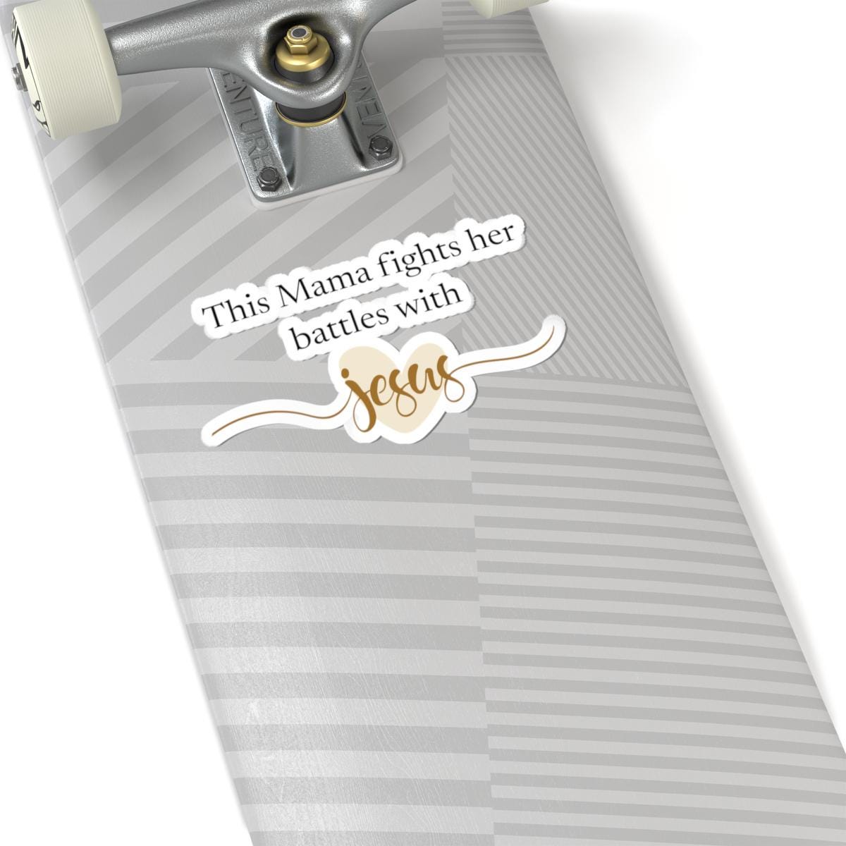 Christian Mom Sticker | Mama Fights Her Battles With Jesus | Faith Vinyl Sticker | Bible Verse Decal