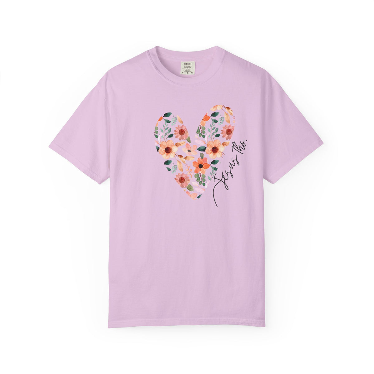 Jesus Floral Heart Tee | Christian Comfort Colors T-Shirt