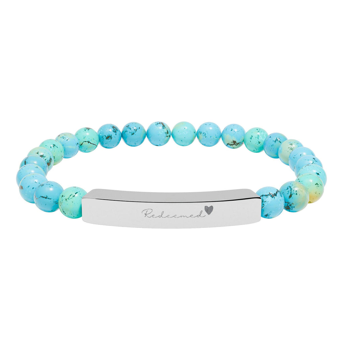 Christian Bracelet for Women | Redeemed Natural Stone Bar Bracelet | Faith Jewelry Gift