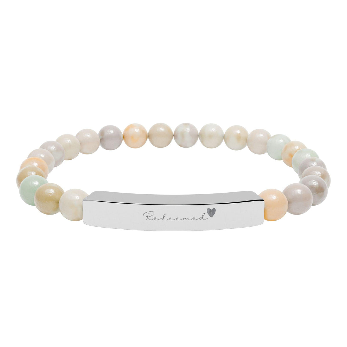 Christian Bracelet for Women | Redeemed Natural Stone Bar Bracelet | Faith Jewelry Gift