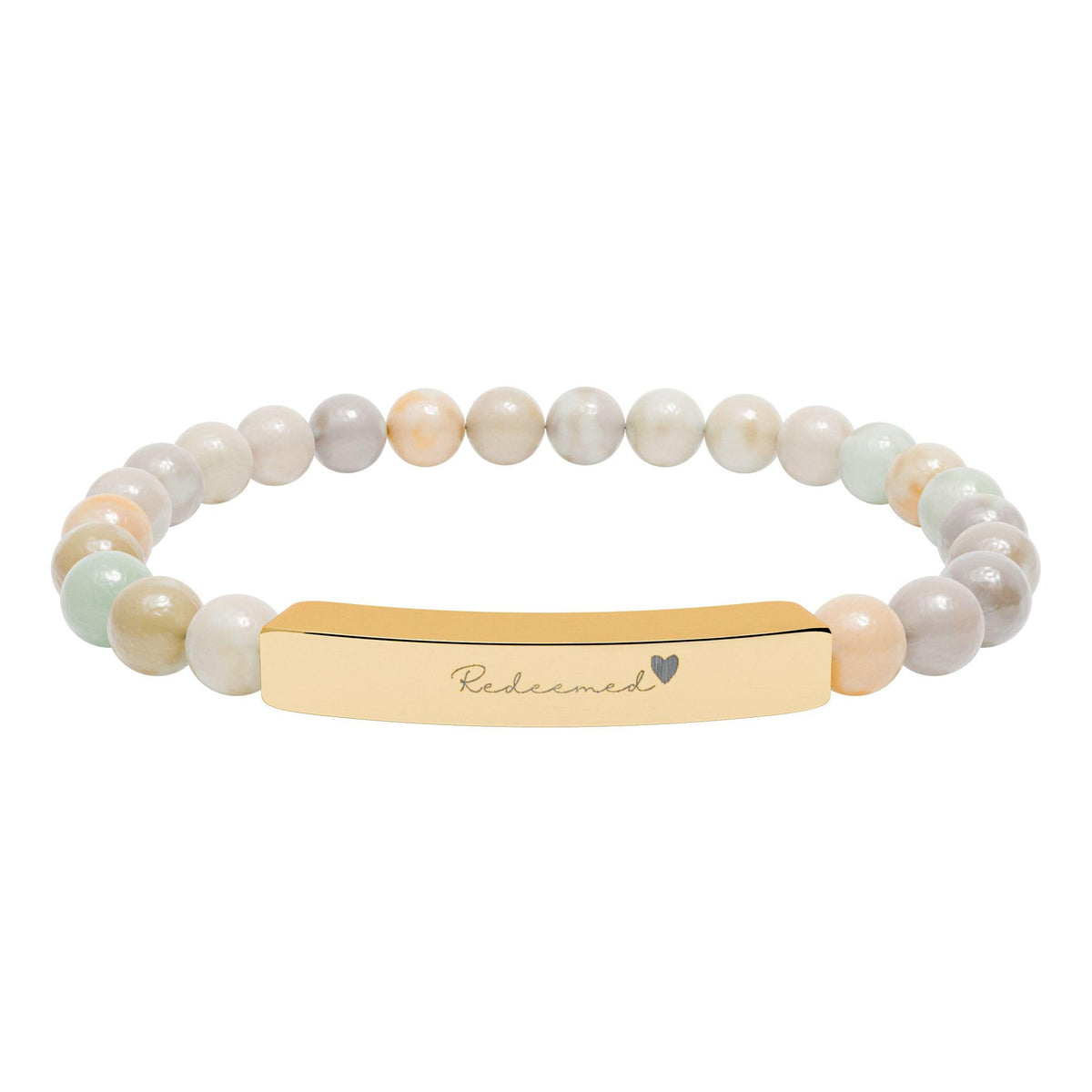 Christian Bracelet for Women | Redeemed Natural Stone Bar Bracelet | Faith Jewelry Gift