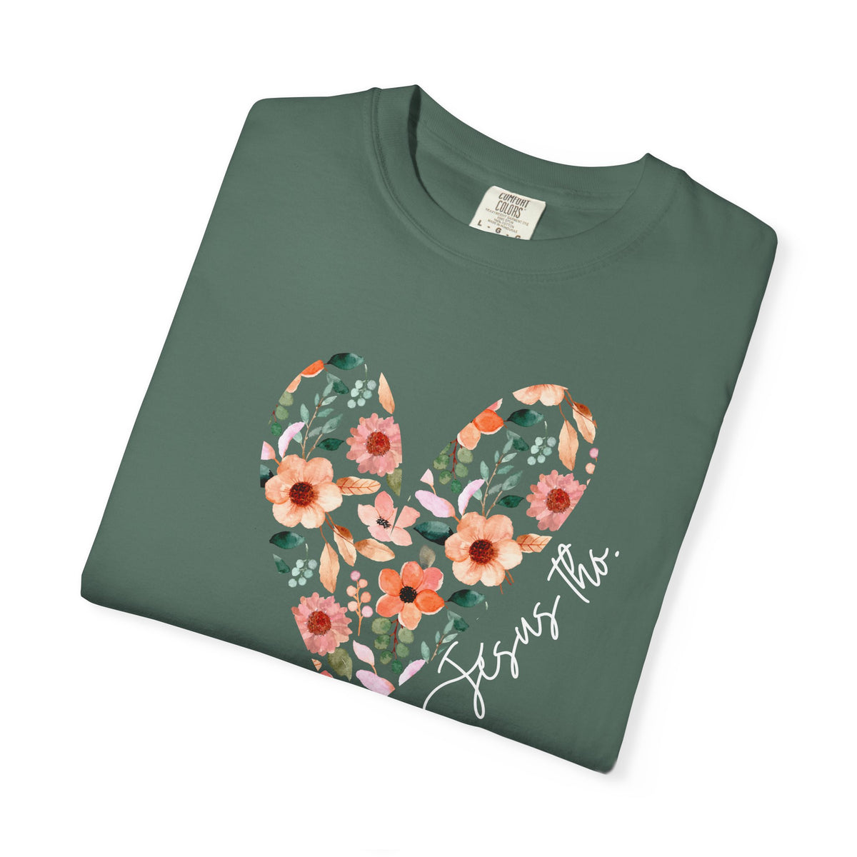 Jesus Floral Heart Tee | Christian Comfort Colors T-Shirt