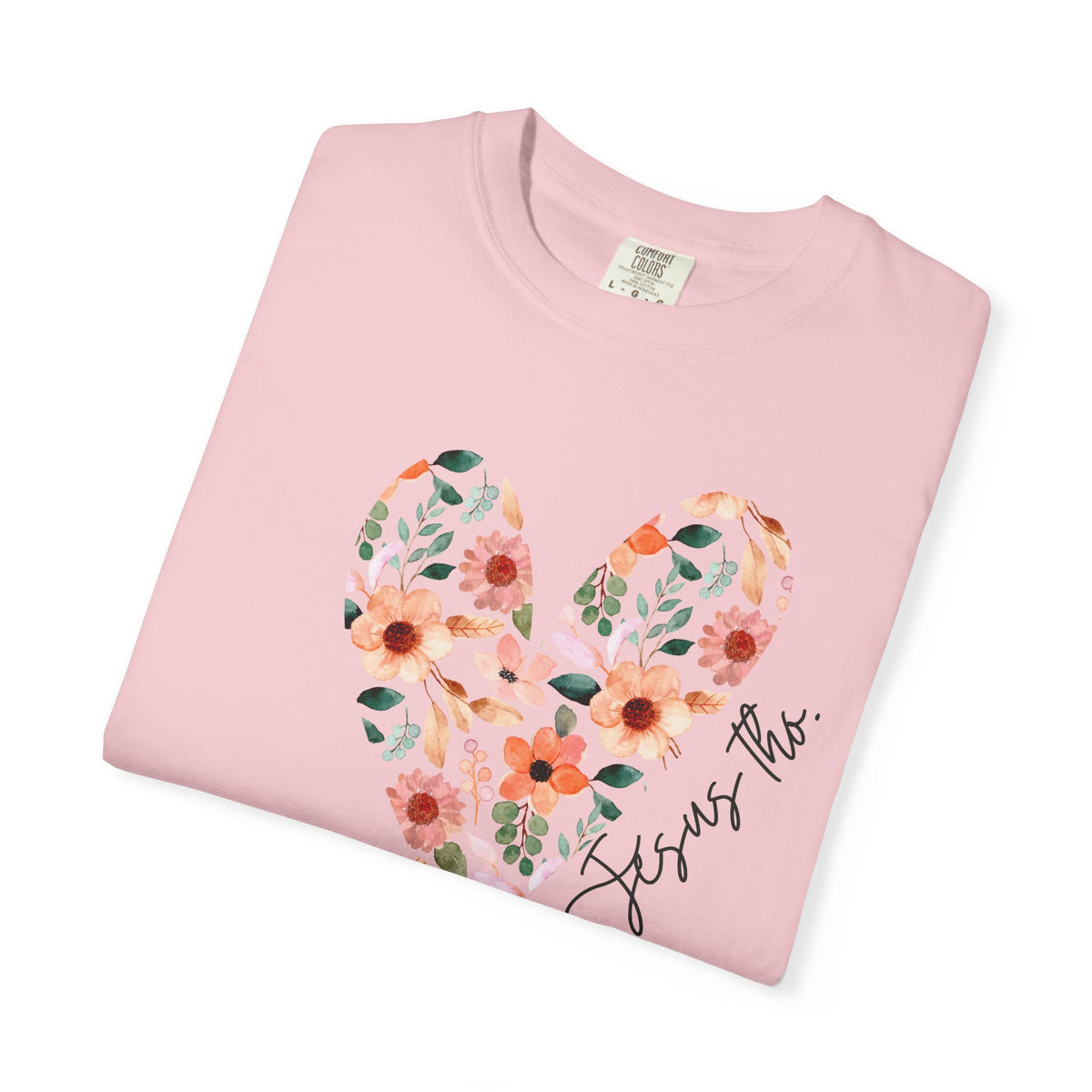 Jesus Floral Heart Tee | Christian Comfort Colors T-Shirt