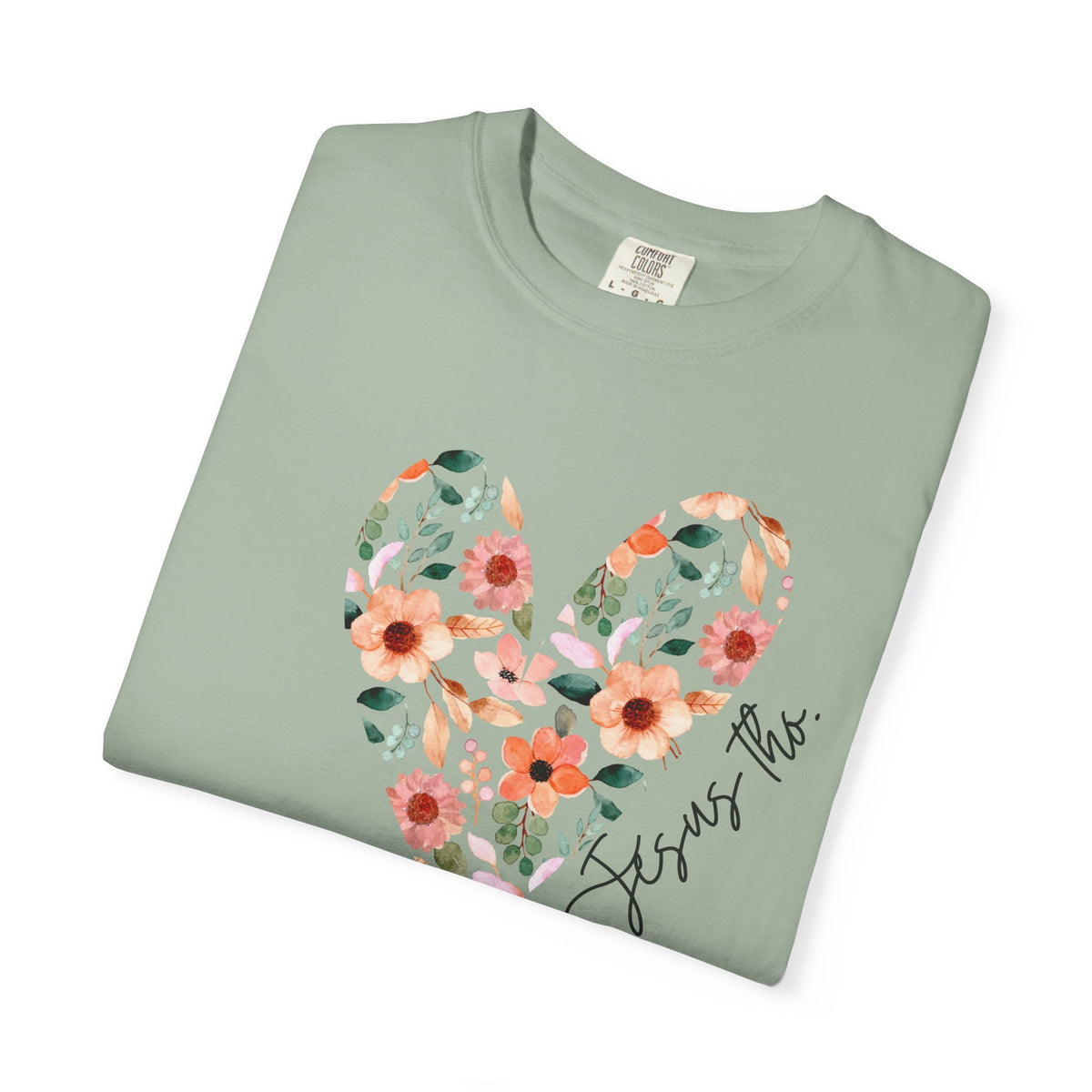 Jesus Floral Heart Tee | Christian Comfort Colors T-Shirt