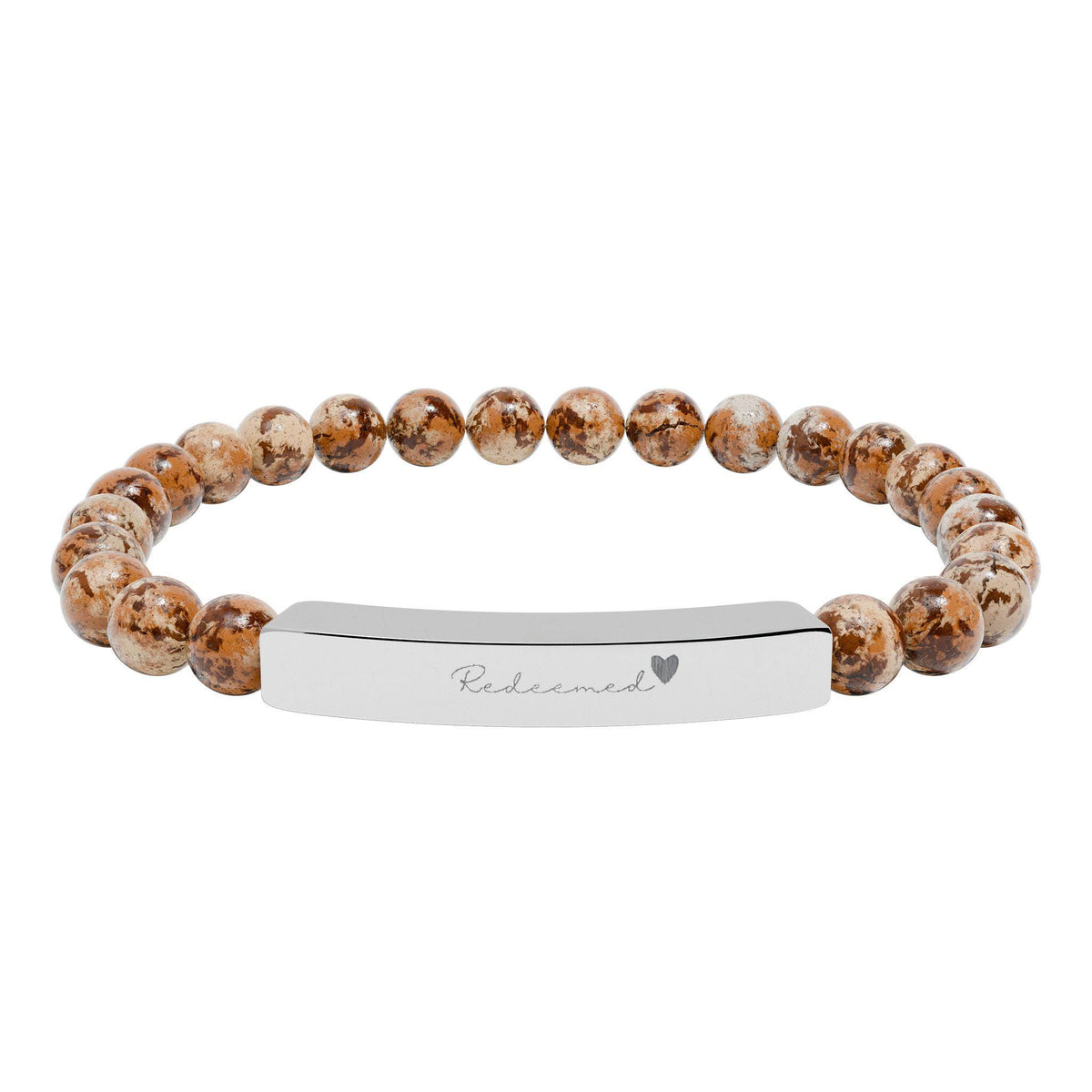 Christian Bracelet for Women | Redeemed Natural Stone Bar Bracelet | Faith Jewelry Gift