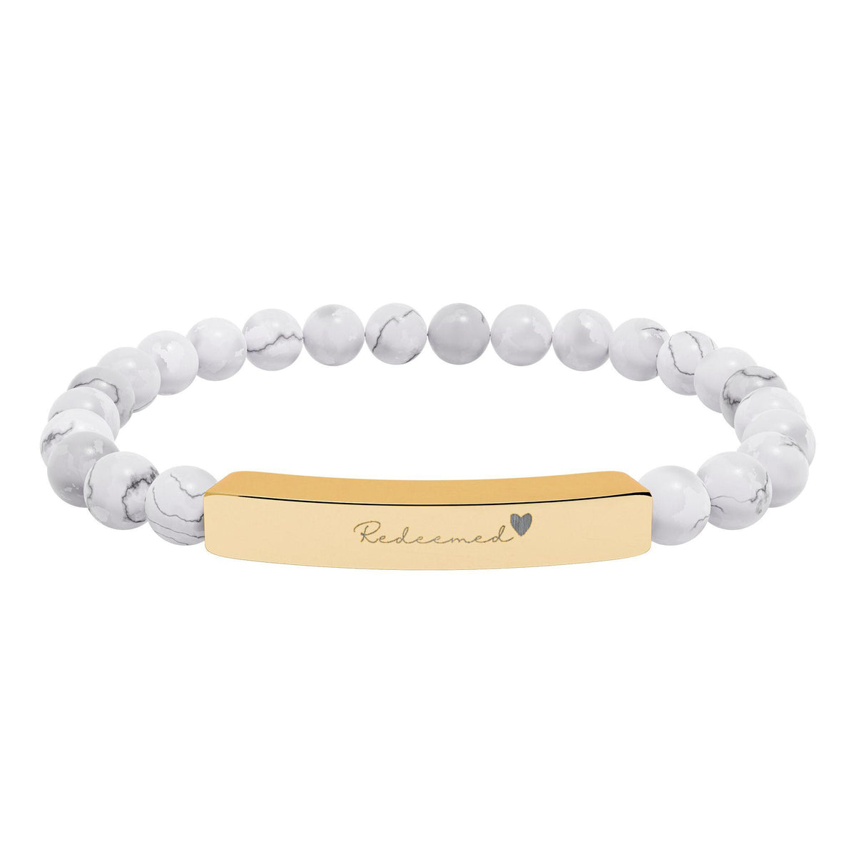 Christian Bracelet for Women | Redeemed Natural Stone Bar Bracelet | Faith Jewelry Gift