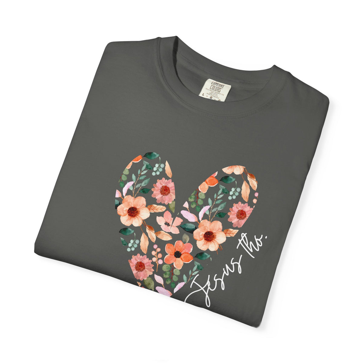Jesus Floral Heart Tee | Christian Comfort Colors T-Shirt