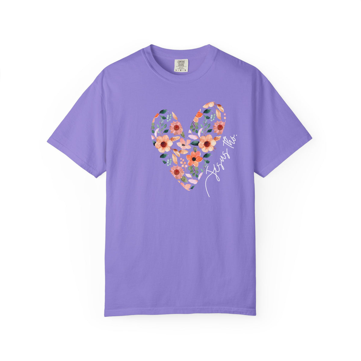Jesus Floral Heart Tee | Christian Comfort Colors T-Shirt