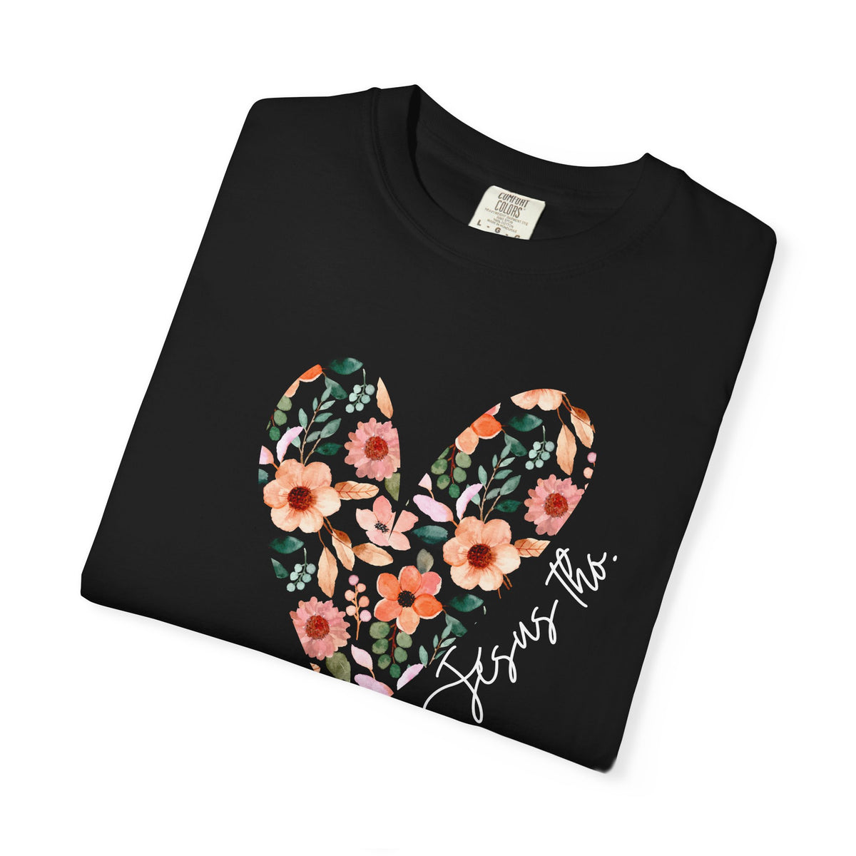 Jesus Floral Heart Tee | Christian Comfort Colors T-Shirt