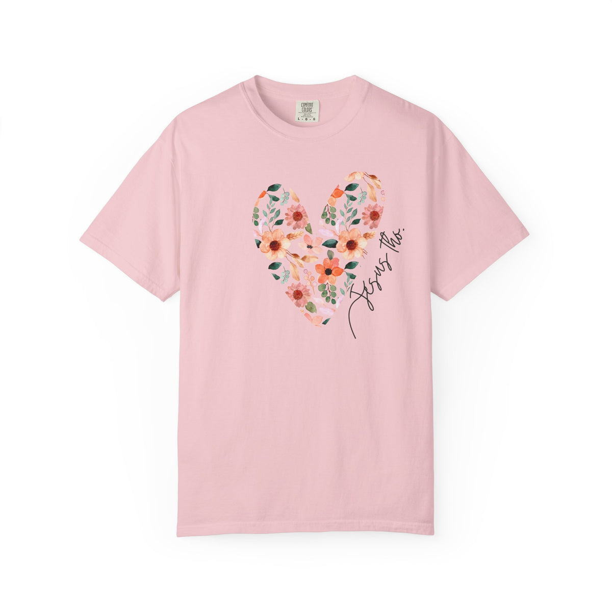 Jesus Floral Heart Tee | Christian Comfort Colors T-Shirt