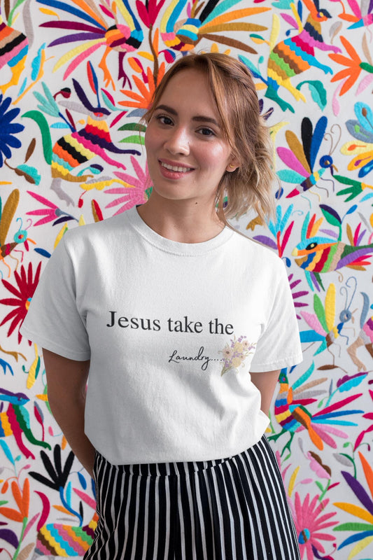 Funny Christian Mom Shirt | Jesus Take the Laundry Tee | Boxy Comfort Colors Tee | Gift for Mom