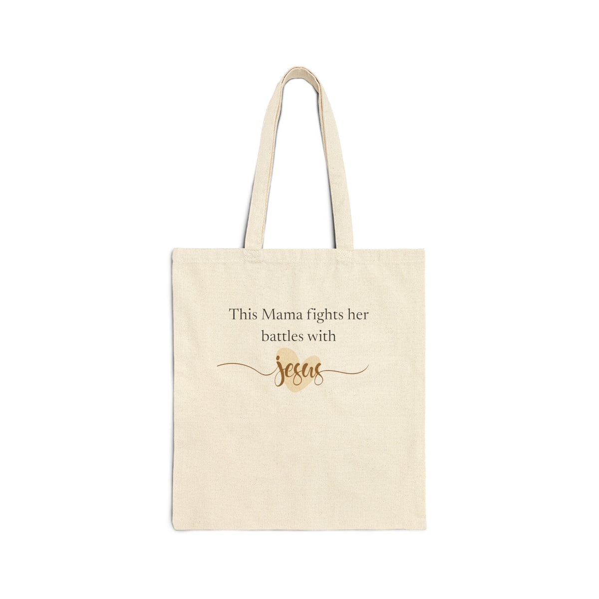Christian Tote Bag | Mama Fights Her Battles With Jesus | Faith Canvas Tote | Scripture Gift for Mom